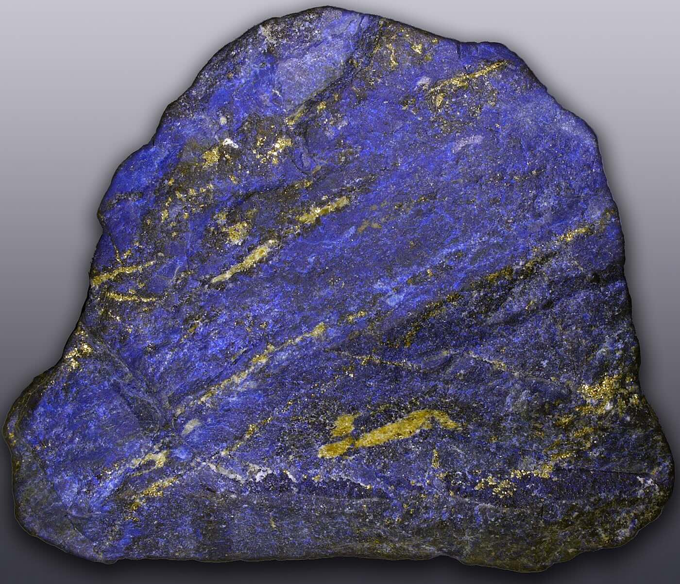 Blauer Lapis Lazuli Rohstein mit goldenen Pyrit-Einschlüssen